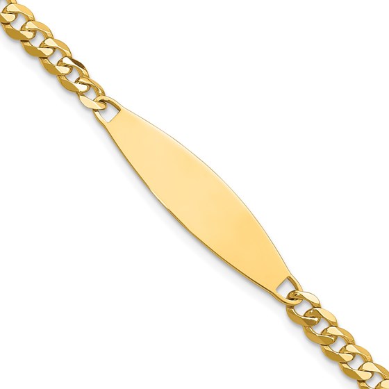 14K Yellow Gold Flat Curb Link ID Bracelet - 8 in.
