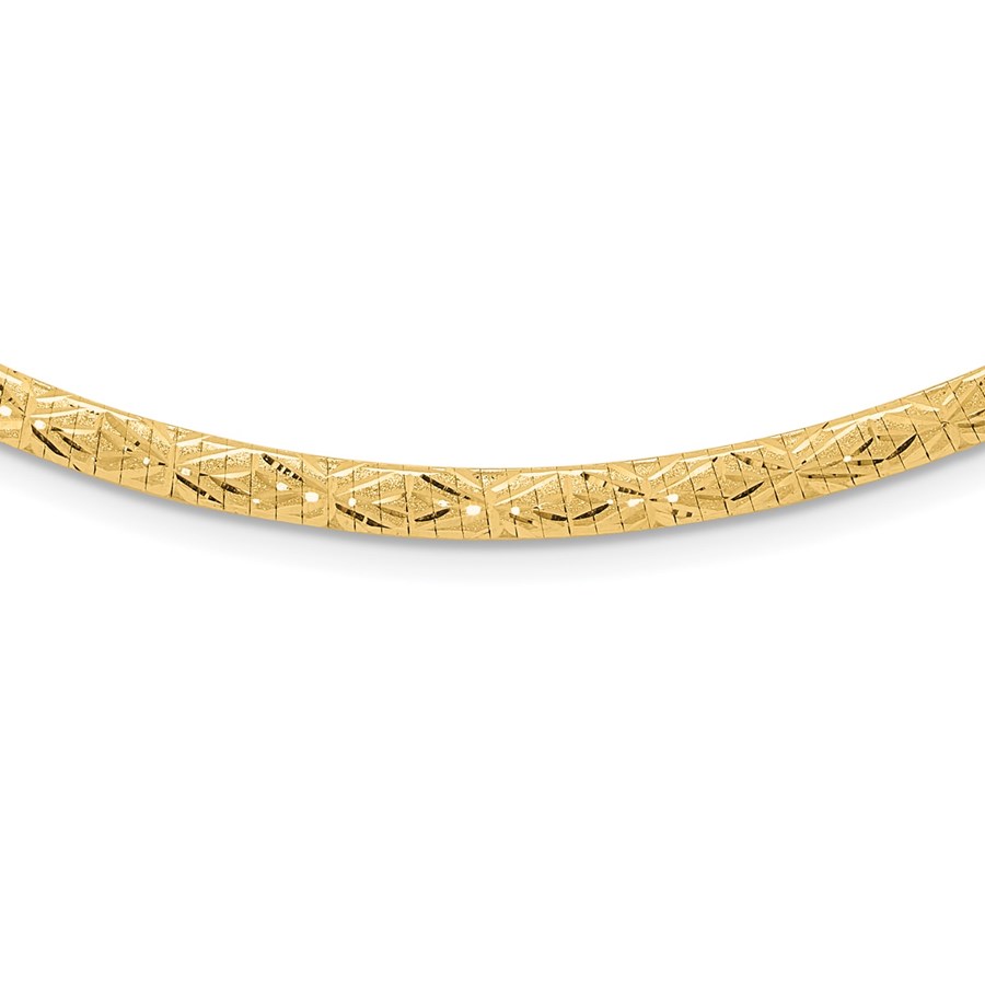 14K Yellow Gold Flat D/C 4.00mm Fancy Omega Necklace - 17.25 in.