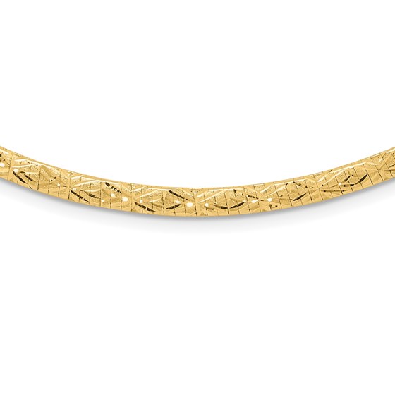 14K Yellow Gold Flat D/C 4.00mm Fancy Omega Necklace - 17.25 in. 14K Yellow Gold Flat D/C 4.00mm Fancy Omega Necklace - 17.25 in.