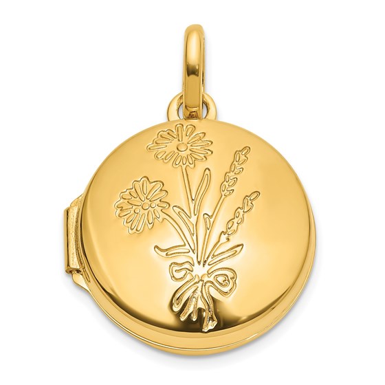 14K Yellow Gold Floral GRANDDAUGHTER Round Locket - 23.5 mm 14K Yellow Gold Floral GRANDDAUGHTER Round Locket - 23.5 mm