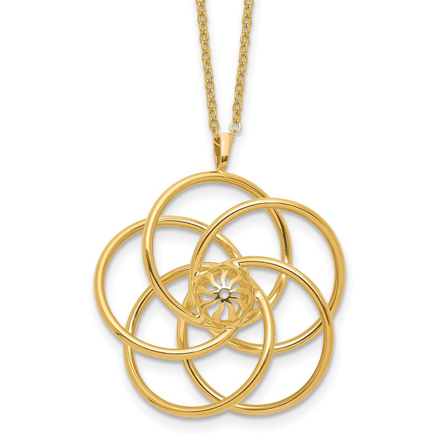 14K Yellow Gold Floral Pendant 17in Necklace - 18 in.
