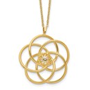 14K Yellow Gold Floral Pendant 17in Necklace - 18 in.