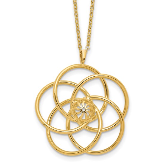 14K Yellow Gold Floral Pendant 17in Necklace - 18 in. 14K Yellow Gold Floral Pendant 17in Necklace - 18 in.