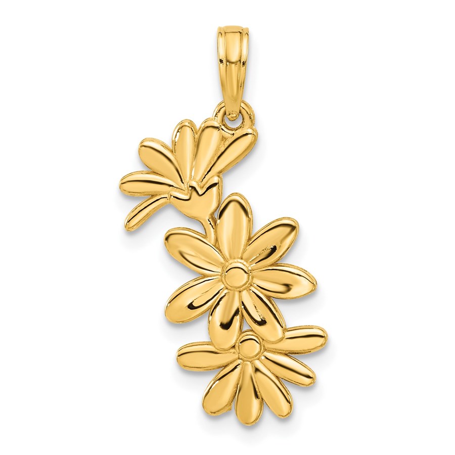14K Yellow Gold Floral Pendant - 26.7 mm