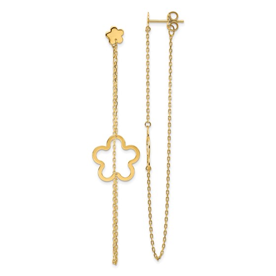 14k Yellow Gold Flower Post Dangle Earrings 14k Yellow Gold Flower Post Dangle Earrings