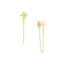 14K Yellow Gold Front To Back Cross Chain Earrings