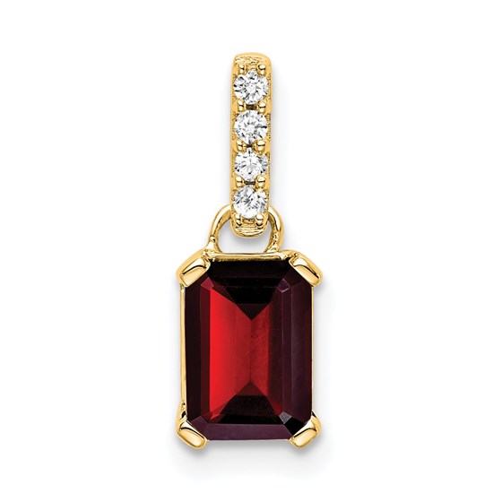 14K Yellow Gold Garnet and Diamond Pendant - 15.9 mm 14K Yellow Gold Garnet and Diamond Pendant - 15.9 mm