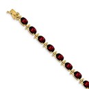 14k Yellow Gold Garnet Bracelet - 7 in.
