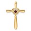 14K Yellow Gold Garnet Cross w/Heart Chain Slide - 26.8 mm