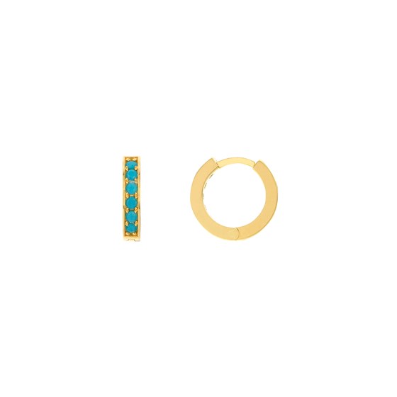14K Yellow Gold Genuine Turq 10 mm Huggie Earrings 14K Yellow Gold Genuine Turq 10 mm Huggie Earrings