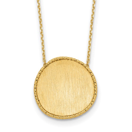 14K Yellow Gold Gold & Brushed Diamond Cut Necklace - 16.25 in. 14K Yellow Gold Gold & Brushed Diamond Cut Necklace - 16.25 in.