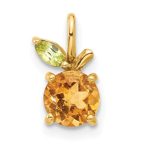 14K Yellow Gold Gold Citrine Peridot Orange Chain Slide - 12 mm 14K Yellow Gold Gold Citrine Peridot Orange Chain Slide - 12 mm