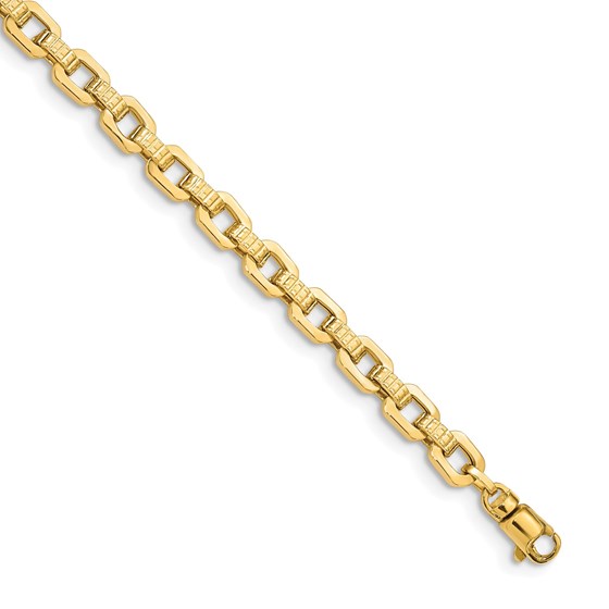 14k Yellow Gold Gold Textured Fancy Link Bracelet - 7.5 in. 14k Yellow Gold Gold Textured Fancy Link Bracelet - 7.5 in.