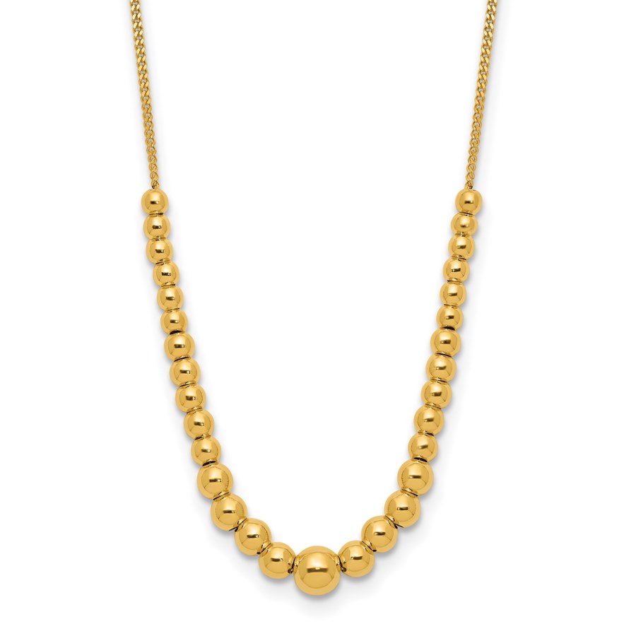 14K Yellow Gold Graduated Beaded Necklace - 18 in.