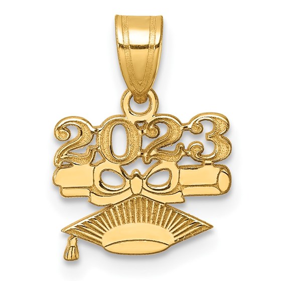 14K Yellow Gold Graduation Cap and Diploma 2023 Charm - 16.2 mm 14K Yellow Gold Graduation Cap and Diploma 2023 Charm - 16.2 mm