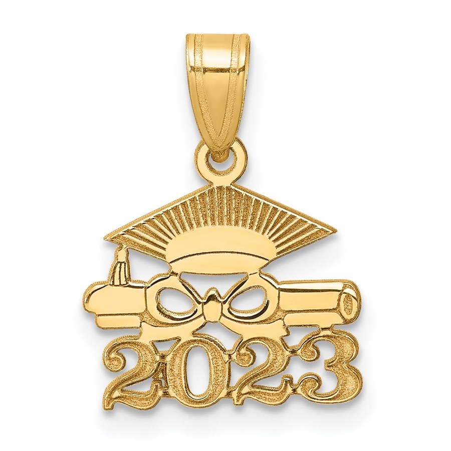 14K Yellow Gold Graduation Cap and Diploma 2023 Charm - 18.9 mm