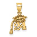 14K Yellow Gold Graduation Cap Dangling Tassle Charm - 19.1 mm