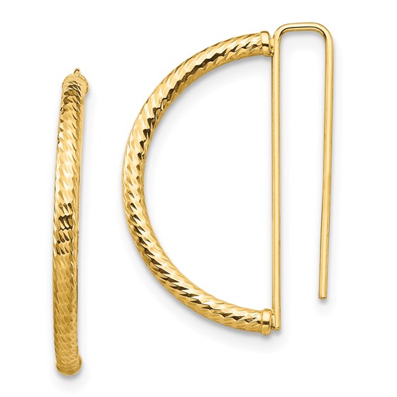 14k Yellow Gold Half Circle Diamond-Cut Earrings 14k Yellow Gold Half Circle Diamond-Cut Earrings