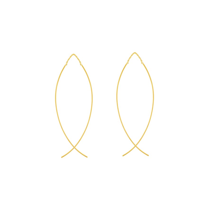 14K Yellow Gold Hawley St Curved Wire Threader Earrings