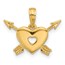 14K Yellow Gold Heart and Arrows Charm - 15 mm
