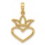 14K Yellow Gold Heart and Crown Charm - 24.4 mm