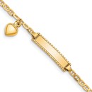 14K Yellow Gold Heart Dangle Anchor Link ID Bracelet - 5.5 in.