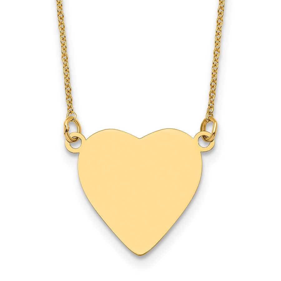 14K Yellow Gold Heart Engravable Disc 18in Necklace - 18.75 in.