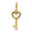14K Yellow Gold Heart Key Pendant - 18 mm