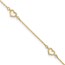 14K Yellow Gold Heart Link 9in Plus Anklet - 10 in.