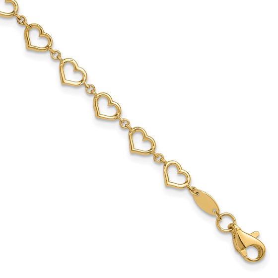 14K Yellow Gold Heart Link Bracelet - 7.5 in. 14K Yellow Gold Heart Link Bracelet - 7.5 in.