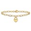 14K Yellow Gold Heart Lock Charm Paperclip Bracelet - 7.5 mm