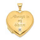 14k Yellow Gold Heart w/Diamond Locket and Heart Charm - 21 mm