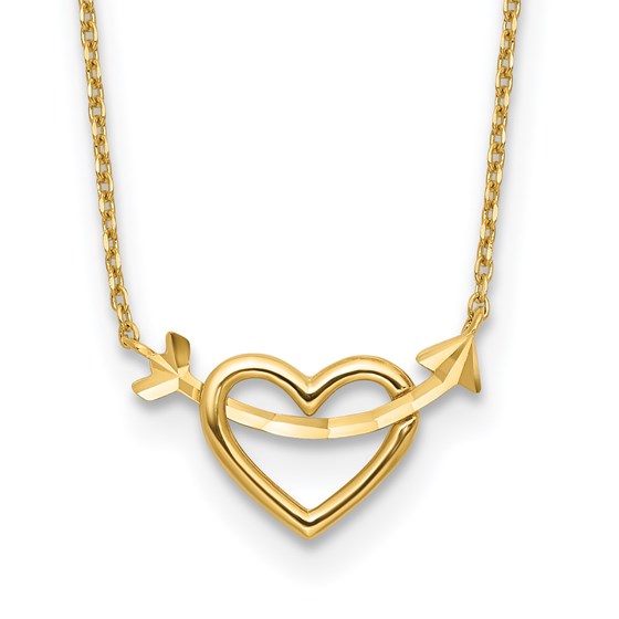 14K Yellow Gold Heart with Arrow Necklace - 18 in. 14K Yellow Gold Heart with Arrow Necklace - 18 in.