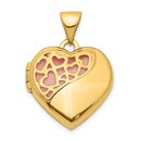 14k Yellow Gold Hearts Cut Out Diamond Heart Locket - 22 mm