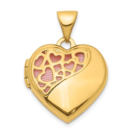 14k Yellow Gold Hearts Cut Out Diamond Heart Locket - 22 mm 14k Yellow Gold Hearts Cut Out Diamond Heart Locket - 22 mm