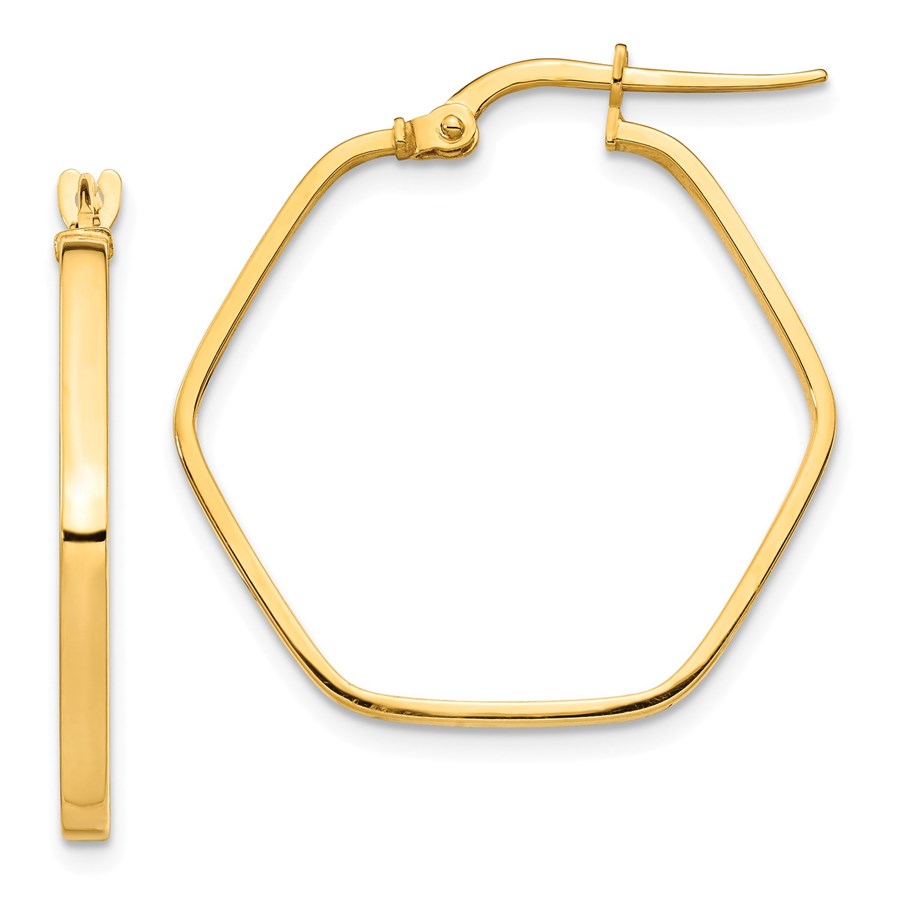 Gold hexagon hoop earrings Clearance