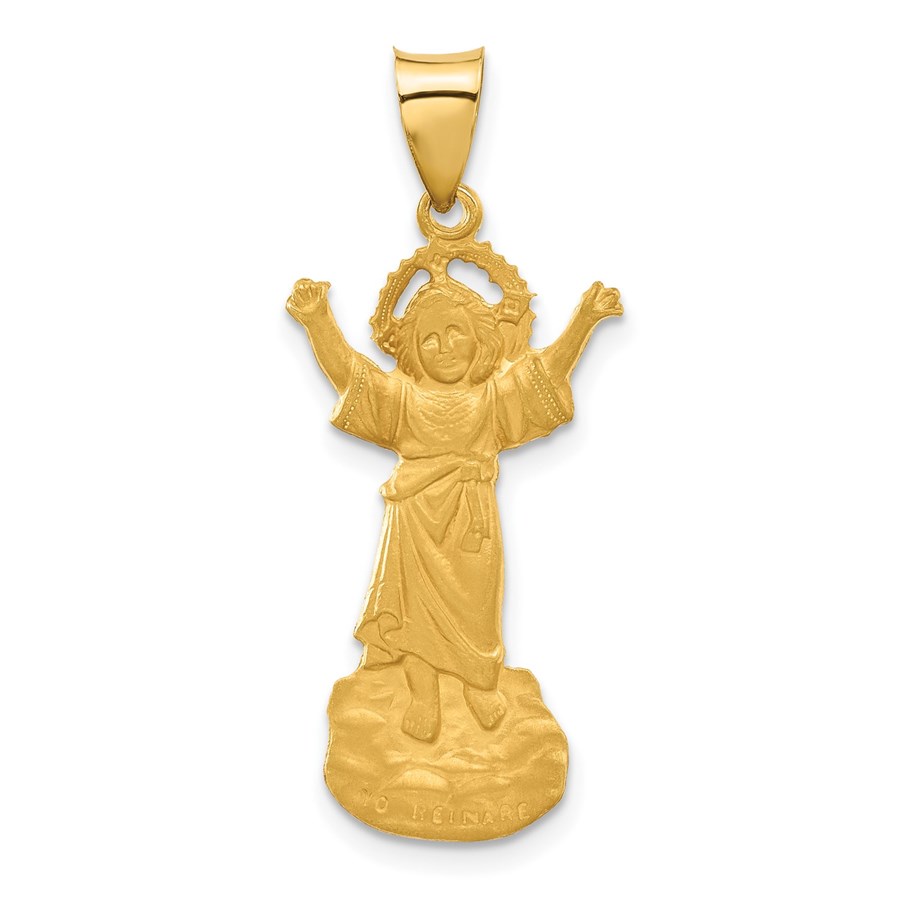 14K Yellow Gold Hollow Divine Child Jesus Figure Charm - 35 mm