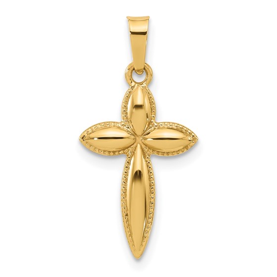 14K Yellow Gold Hollow Edge Passion Cross Pendant - 24.2 mm 14K Yellow Gold Hollow Edge Passion Cross Pendant - 24.2 mm