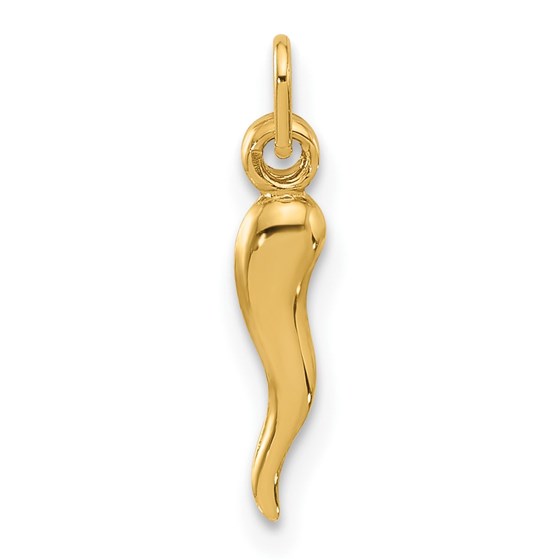 14K Yellow Gold Hollow Italian Horn Pendant - 16.8 mm 14K Yellow Gold Hollow Italian Horn Pendant - 16.8 mm