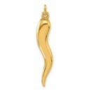 14K Yellow Gold Hollow Italian Horn Pendant - 32.9 mm