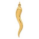 14K Yellow Gold Hollow Italian Horn Pendant - 43.2 mm