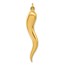 14K Yellow Gold Hollow Italian Horn Pendant - 43.2 mm