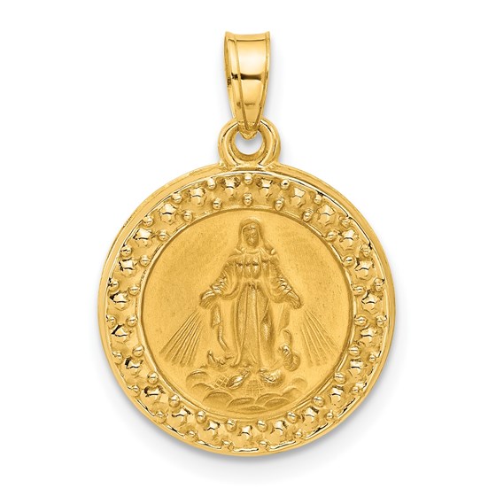 14K Yellow Gold Hollow Miraculous Mary Back Medal - 21.3 mm 14K Yellow Gold Hollow Miraculous Mary Back Medal - 21.3 mm