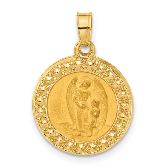 14K Yellow Gold Hollow Our Guardian Angel Medal - 21.1 mm