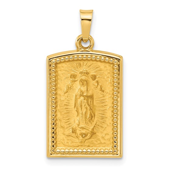 14K Yellow Gold Hollow Our Lady of Guadalupe Medal - 25.2 mm 14K Yellow Gold Hollow Our Lady of Guadalupe Medal - 25.2 mm
