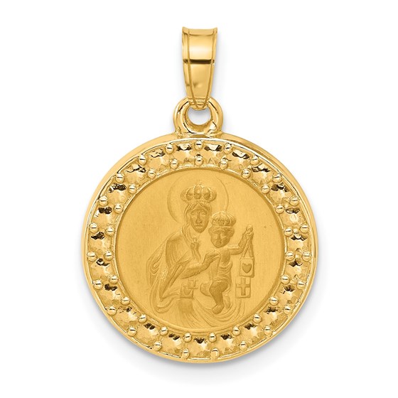 14K Yellow Gold Hollow Our Lady of Mt Carmel Medal - 21.9 mm 14K Yellow Gold Hollow Our Lady of Mt Carmel Medal - 21.9 mm