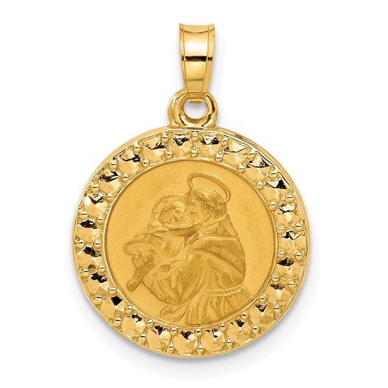 14K Yellow Gold Hollow St Anthony Medal - 21.5 mm 14K Yellow Gold Hollow St Anthony Medal - 21.5 mm