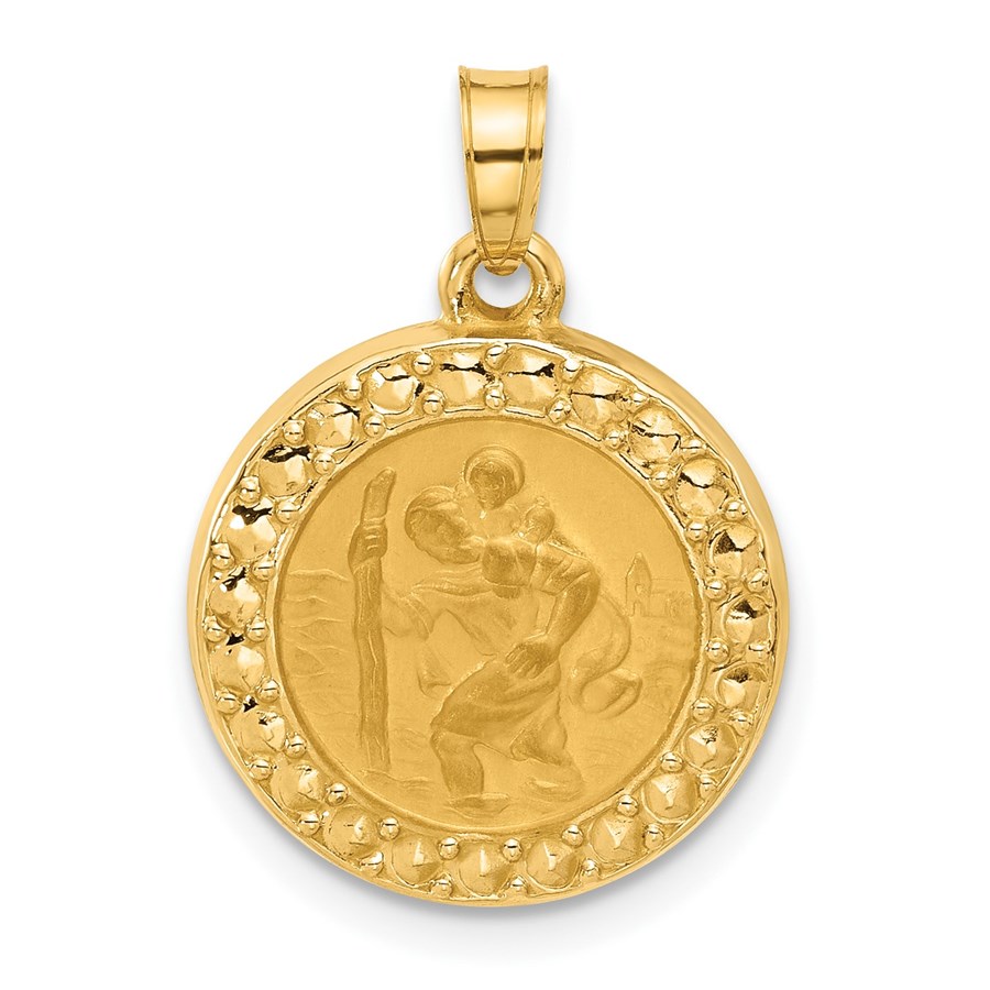 14K Yellow Gold Hollow St. Christopher Medal - 21.2 mm