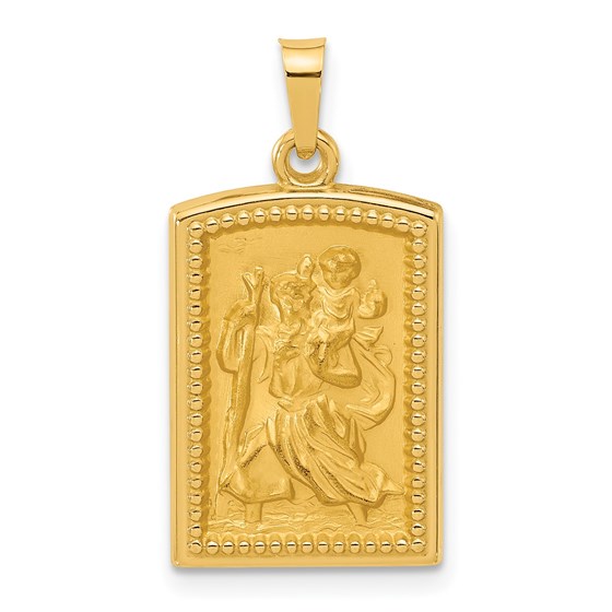 14K Yellow Gold Hollow St. Christopher Medal - 25.5 mm