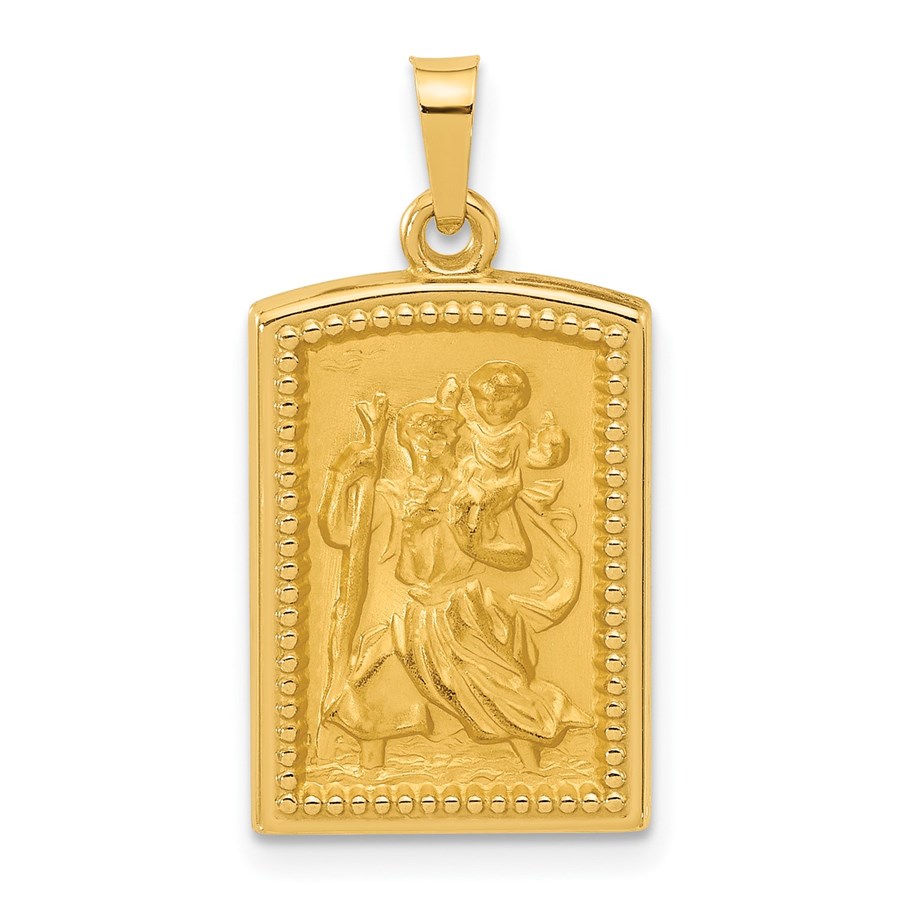 14K Yellow Gold Hollow St. Christopher Medal - 25.5 mm